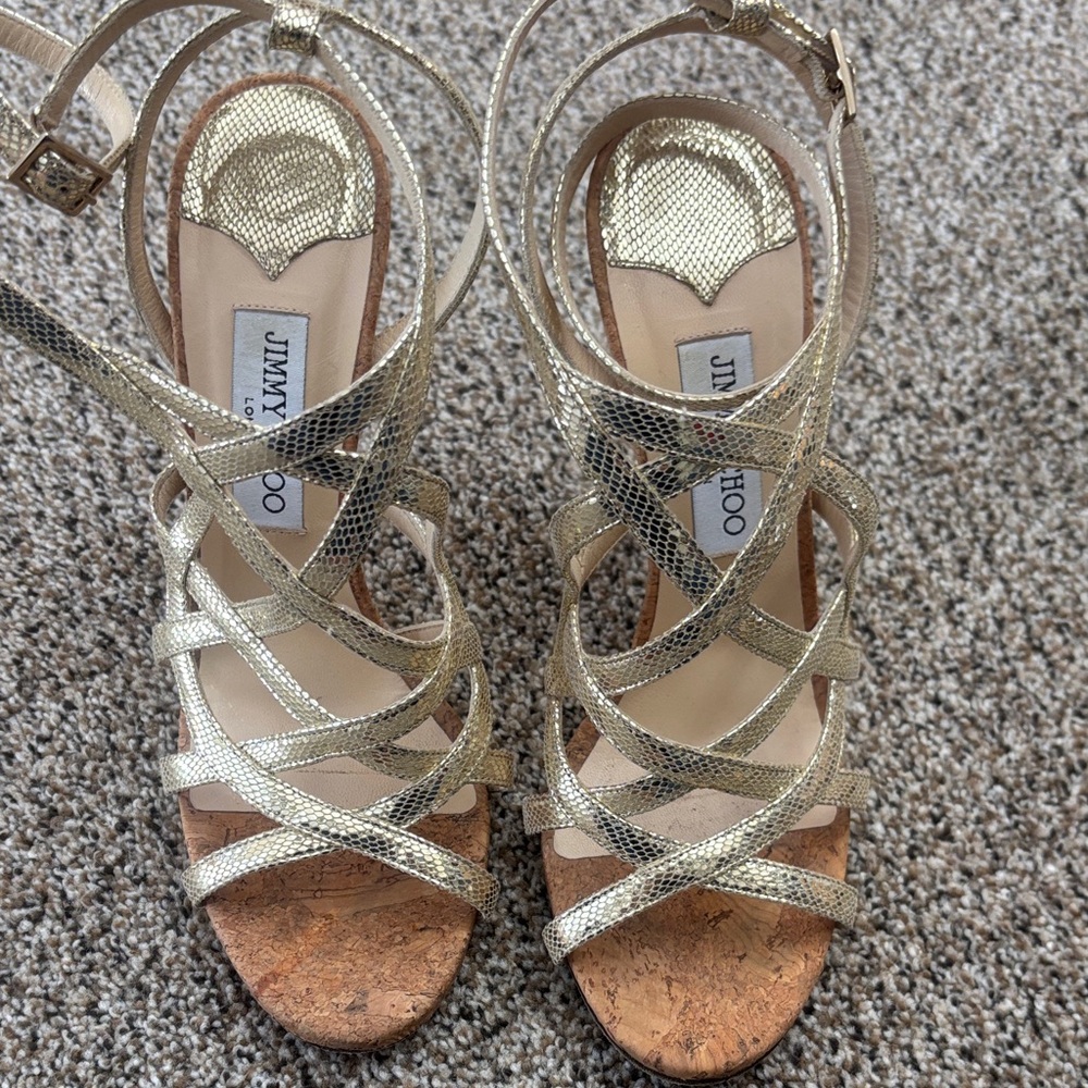 Jimmy Choo Metallic Strappy Sandals